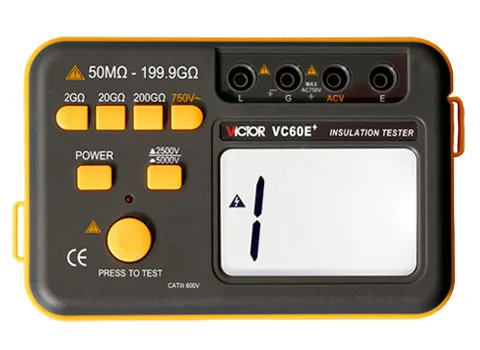Цифровой тестер изоляции Victor VC60E + 50 м ~ 199 9 г Ом 2500 В 5000 в Мегаомметр измеритель