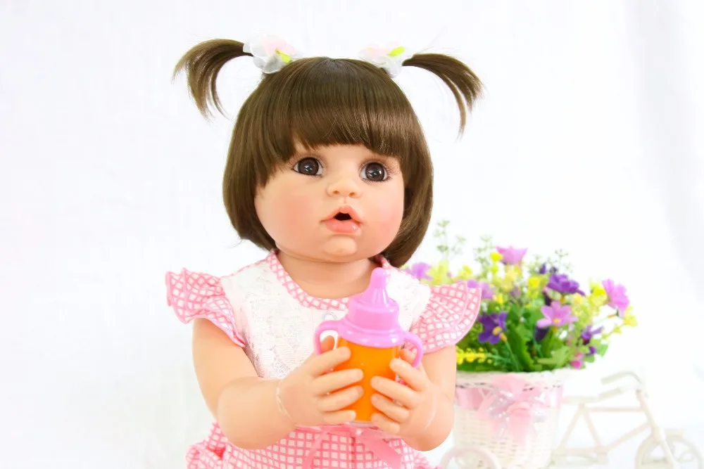 55cm Full Body Silicone Reborn Baby Doll For Girls Vinyl Newborn Princess Babies Birthday Gift Child Bathe Play House Toy | Игрушки и