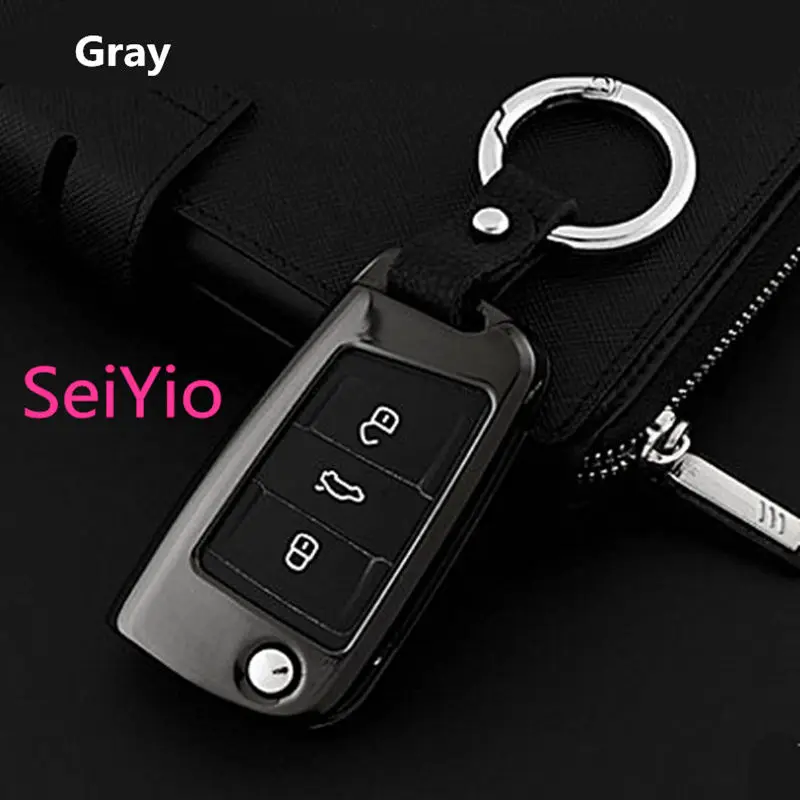 Новое поступление кольцо для автомобильного ключа SeiYio из сплава и кожи держатель