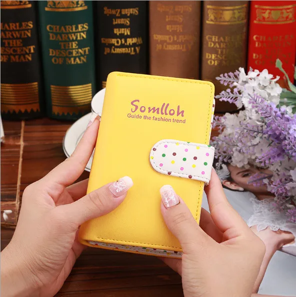 Medium Yellow Новинка, модные женские кошельки ярких цветов, в горошек, кожа, на молнии, маленький кошелек, кошелек, держатель для карт, для девушек, женщин - Цвет: Medium Yellow