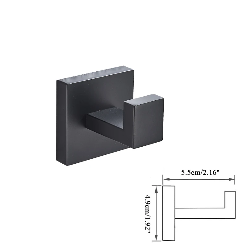 Robe Hook Набор аксессуаров для ванной, черный крючок для халата, вешалка для полотенец, барная полка, держатель для бумажной ткани, держатель для зубной щетки, аксессуары для ванной комнаты - Цвет: Robe Hook