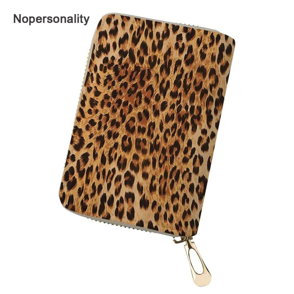 

Nopersonality Classic Leopard Print Credit Card Holders Small Leather Women Travel Coin Purse Personalized ID Card Wallets