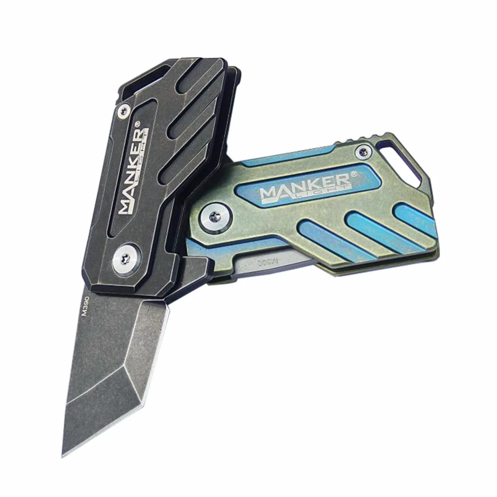 Стальной складной мини брелок Manker Elfin Stonewash Titanium TC4 Liner Lock M390 (3 вида на выбор)|tool
