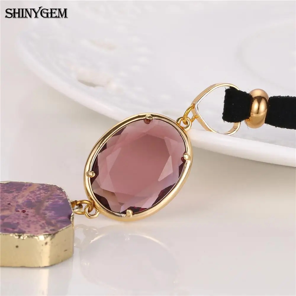 Женское Ожерелье-чокер ShinyGem ожерелье из натурального камня с золотым покрытием