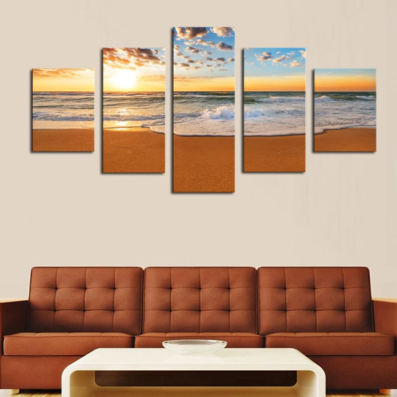 Безрамный холст 5 шт. Современные морские пейзажи Картины на холсте для украшения дома Дешевая художественная работа.