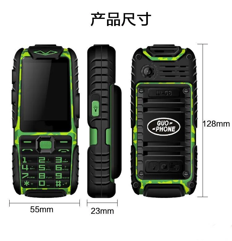 Guophone A6 прочный внешний аккумулятор телефон TFT громкий динамик фонарик Dual SIM для пожилых на открытом воздухе мобильный телефон