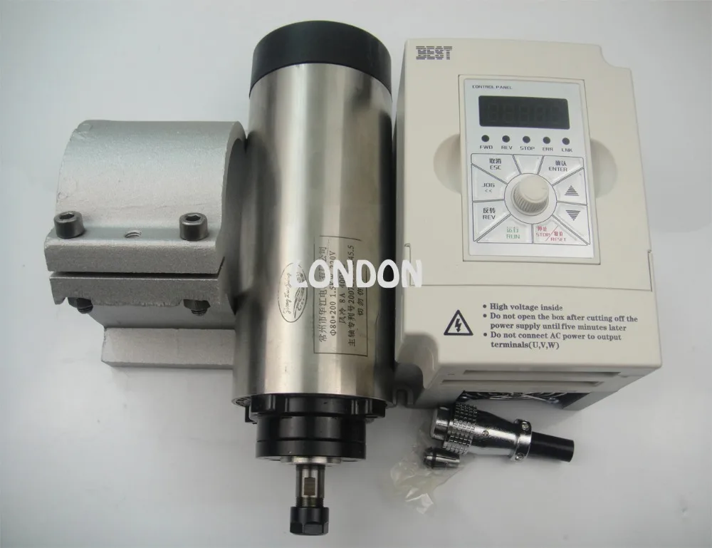 

Cnc spindle kit ER11 air cooling 1.5KW spindle with 4 pieces bearing + 1 matched spindle support+ 1 piece 1.5kw invverter
