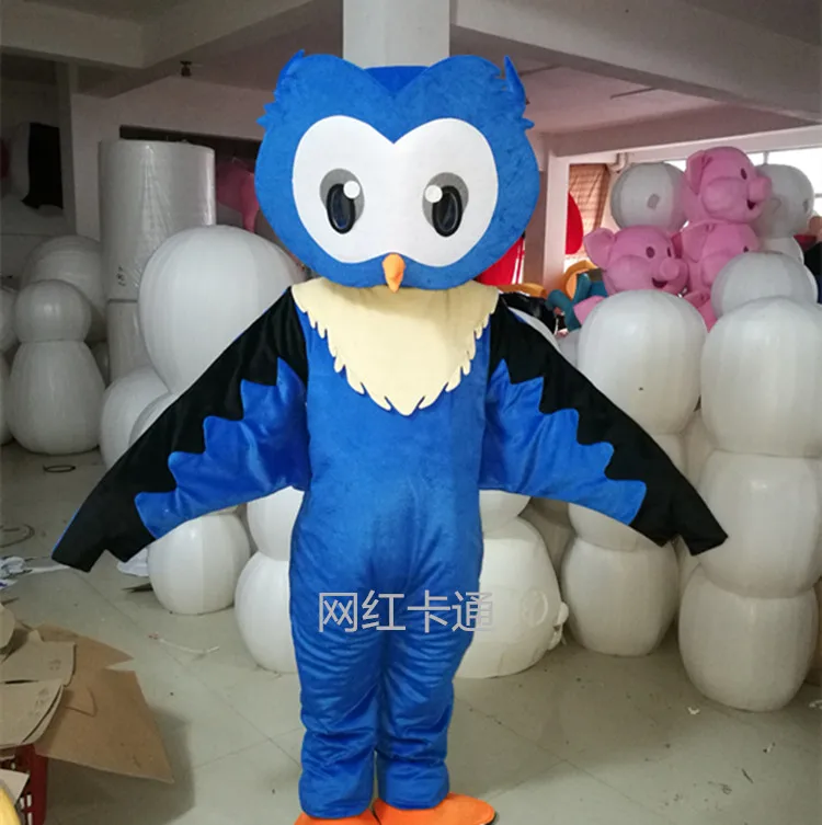 

2018 New Blue Owl Mascot Costume Cosplay Theme Mascotte Carnival Costume Christmas Party Suit Owl Cartoon Character Costume