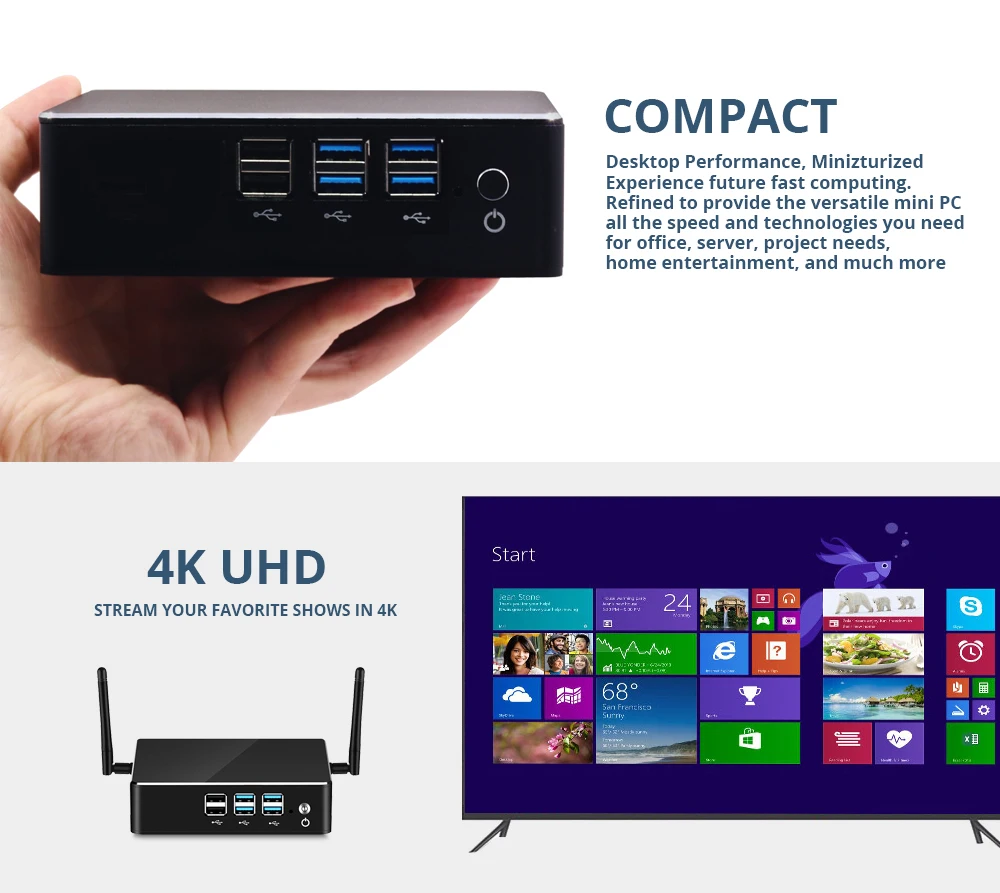 HLY Мини ПК Intel Core i7 8550U i5 8250U 4 K UHD DDR4 ram Windows 10 wifi HDMI 8* usb четырехъядерный игровой ПК i3 i5 i7 компьютер