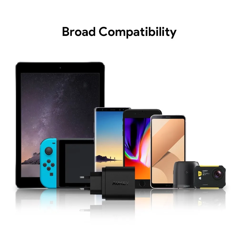 AUKEY Быстрая зарядка QC 3,0 USB зарядное устройство для телефона быстрое зарядное устройство USB QC2.0 Совместимость 1 м Быстрый кабель для Xiaomi samsung