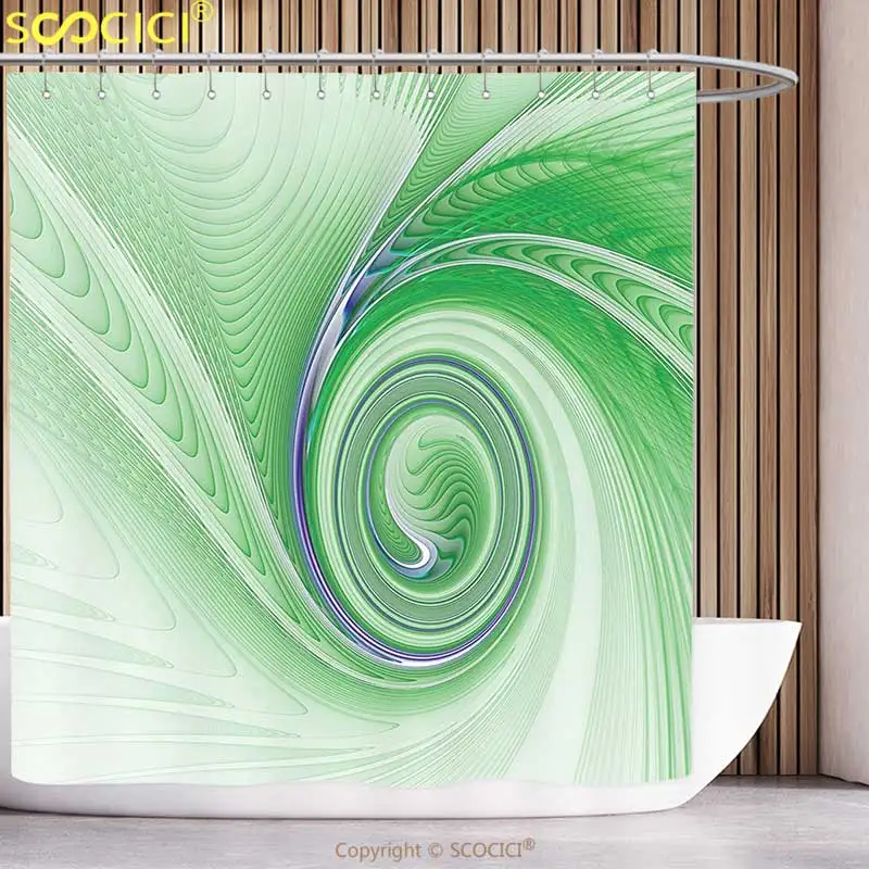 

Крутая душевая занавеска накидка Декор изгиб ветра вокруг фиксированной мотив постоянно увеличивающие спирали компьютерная фигурка зеленая ванная комната