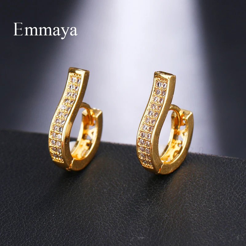 Emmaya оптовая продажа роскошные золотые серьги с цирконом гвоздики для женщин