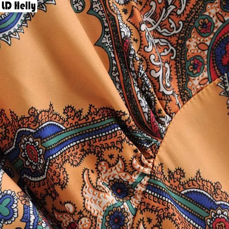 Женское плиссированное платье с коротким рукавом LD Helly элегантное цветочным