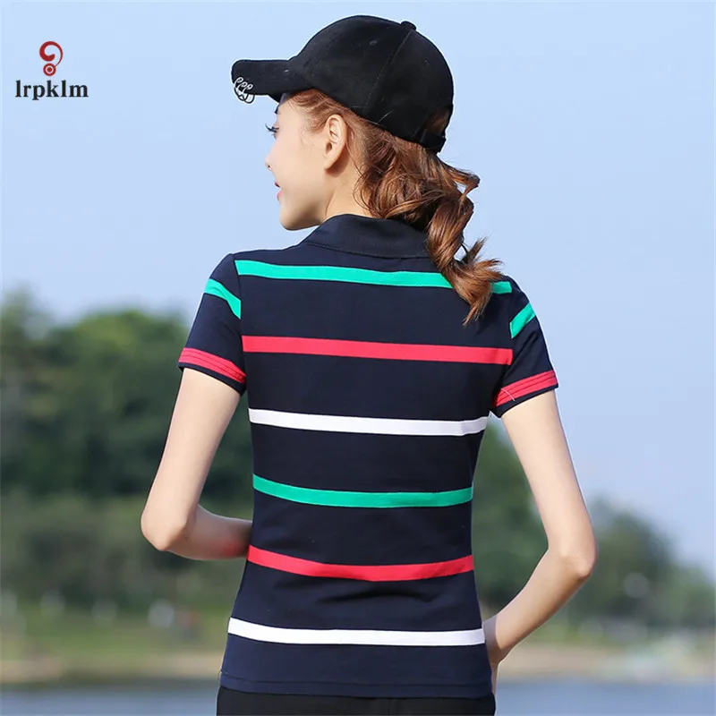 Женская футболка поло с коротким рукавом в полоску большого размера большие