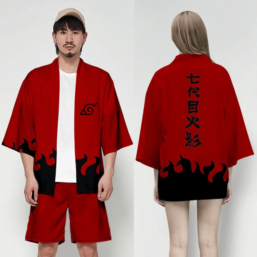 Аниме Наруто йондайме Hokage японское кимоно для мужчин кардиган рубашка блузка юката для мужчин хаори Obi одежда Самурай Косплей Костюм