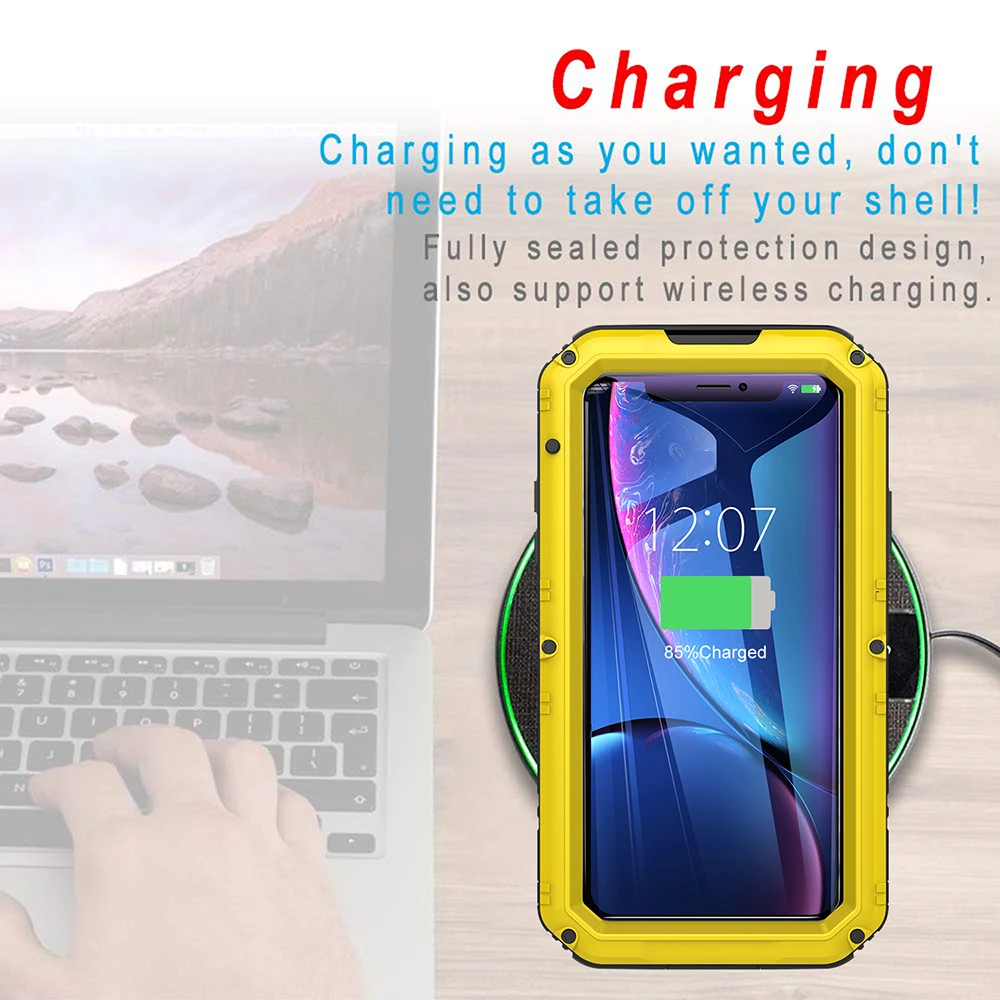 Для iPhone XS Max XR противоударный 100% водонепроницаемый жесткий тяжелый металлический