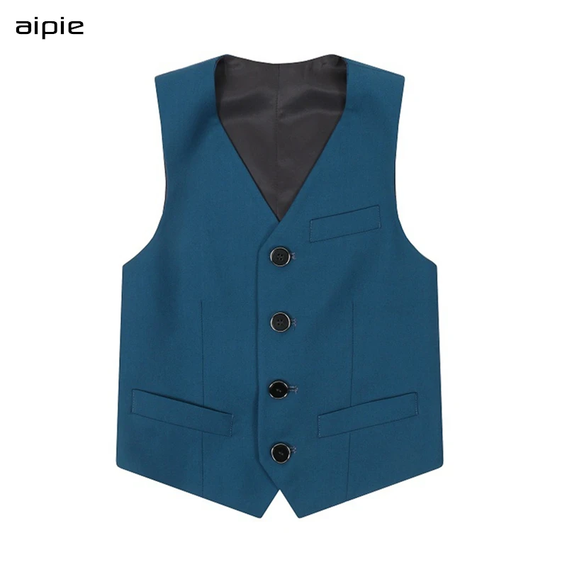 

Promotion Children Boys Vests European and American classics Solid Formal Dress V-Neck Vests For 3-14 years Kids Banquet Wear