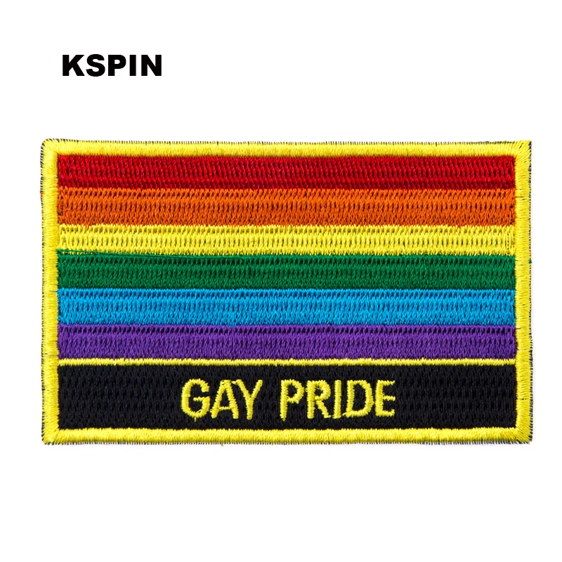 Gay Pride Прямоугольная форма флаг нашивки Вышитый Флаг с национальным флагом 10pca