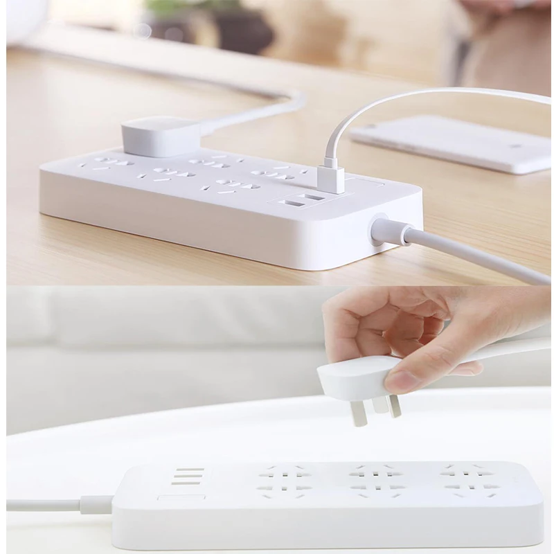 2017 Оригинальный удлинитель питания Xiaomi Mijia 6 розеток 3USB-разъема 2 А стандарт
