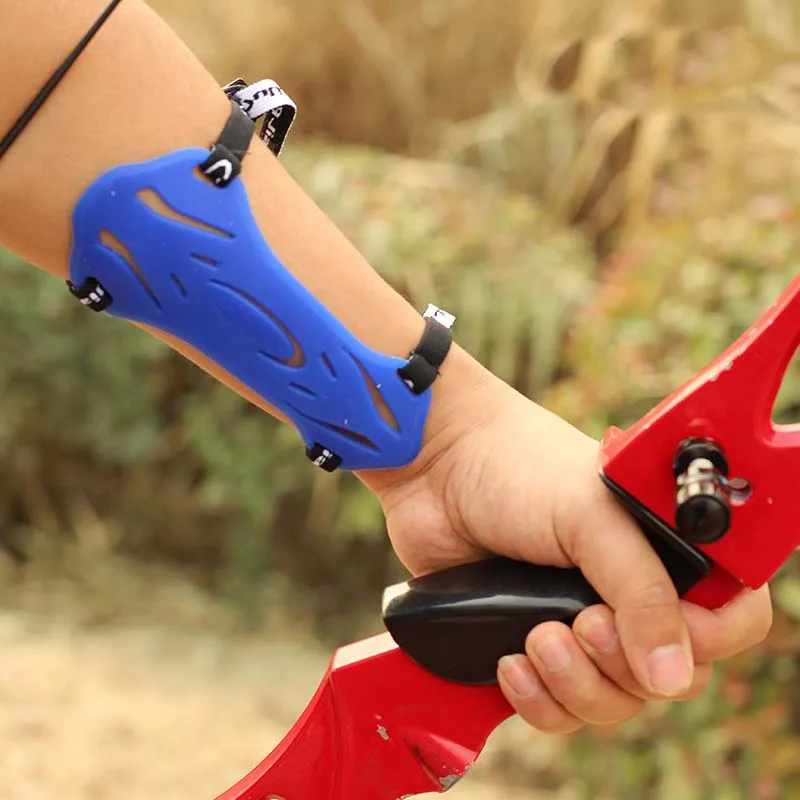 Защита для стрельбы из лука мягкая резиновая защита предплечья красный синий