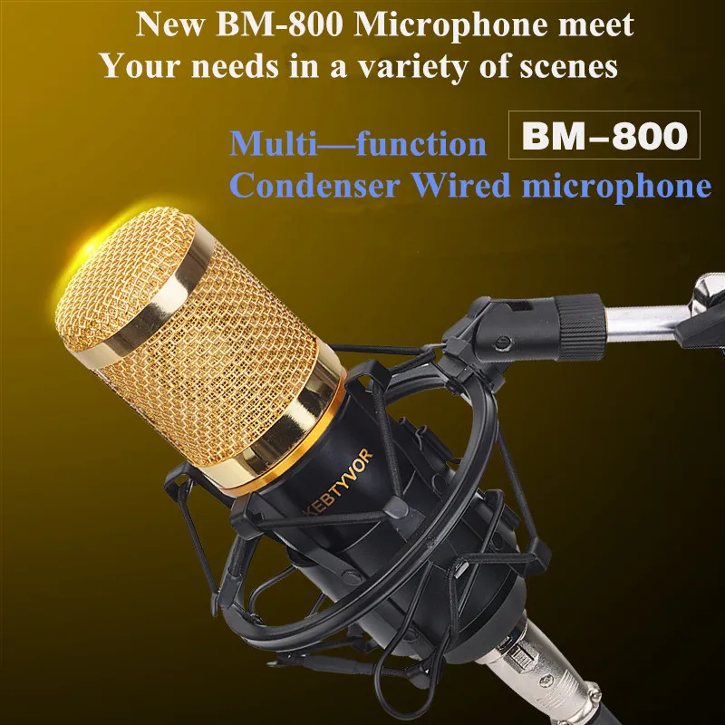 Фото BM800 профессиональный конденсаторный микрофон, студийный микрофон, запись вокала, КТВ, караоке, микрофон, подставка для компьютера №2