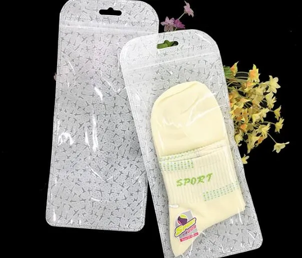 Белый прозрачный пластиковый мешок ziplock 100 шт./лот упаковка для носков сумка с