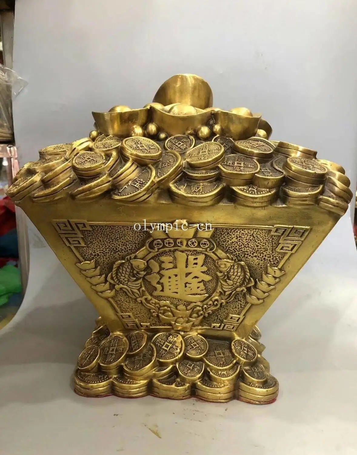Классическая латунная домашняя статуя богатства fengshui cornucopia 12 дюймов | Дом и сад