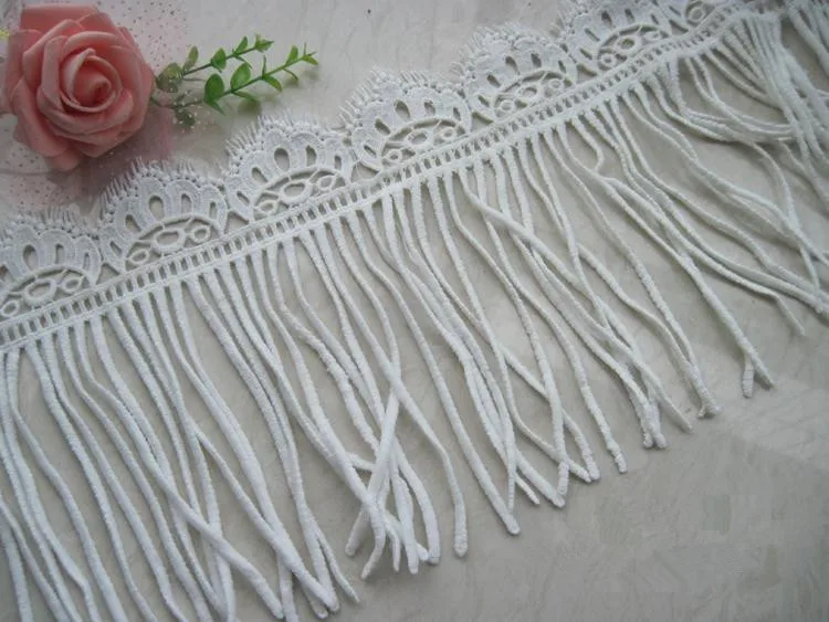 Новинка! 18 см черная белая искусственная кожа Материал пряжа бахрома отделка с