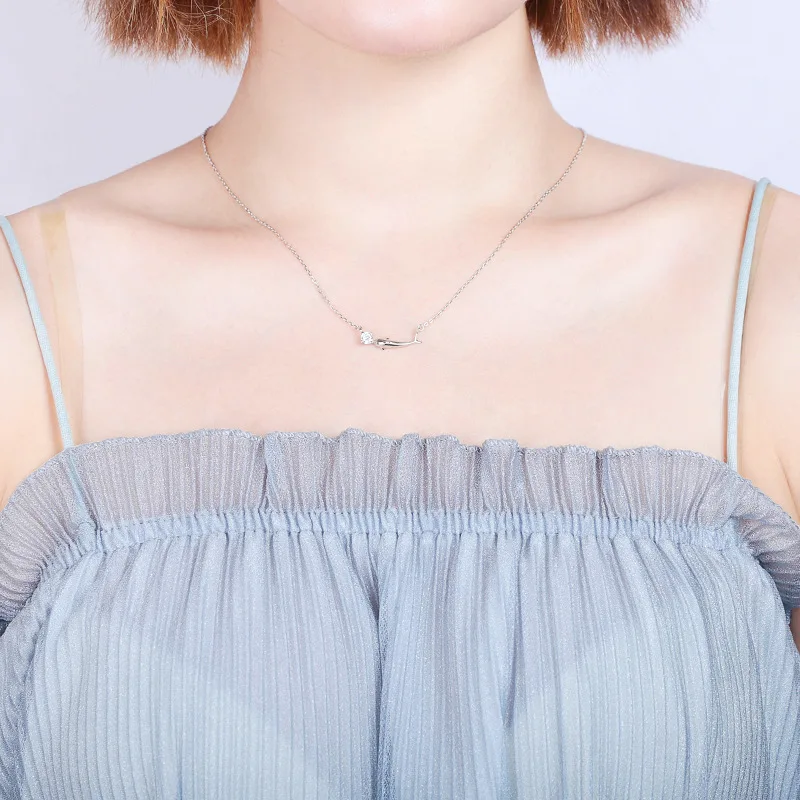 Серебряные ожерелья-цепочки 925 ожерелье с подвеской в виде дельфина и рыбы