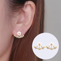 shuangshuo new fashoin earrings daisy flower ear jacket for women bijoux jewelry brincos pendientes mujer