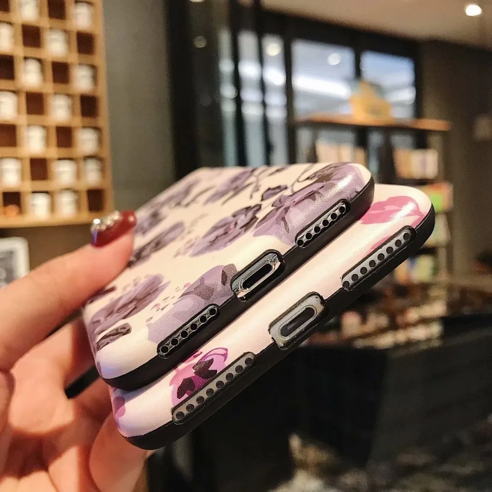 Ретро девчачий цветок Leafs Телефон чехол для iPhone 6 6s 7 8 Plus Матовый Мягкий