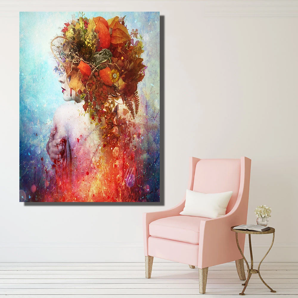 HDARTISAN настенное искусство Настенный декор цветок в голове портрет на заказ