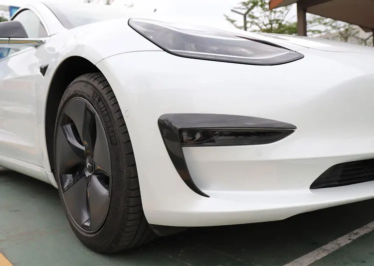 LUCKEASY автомобильный бампер из углеродного волокна модификация для Tesla модель 3- защита фар украшение