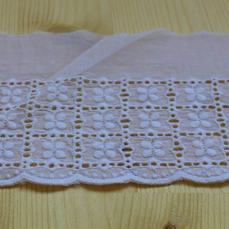 

YACKALASI 14 Yds/Lot 100% Cotton Lace Eyelet Embroidery Applique Flower Trims Sewing Apparel Lace 11.5cm