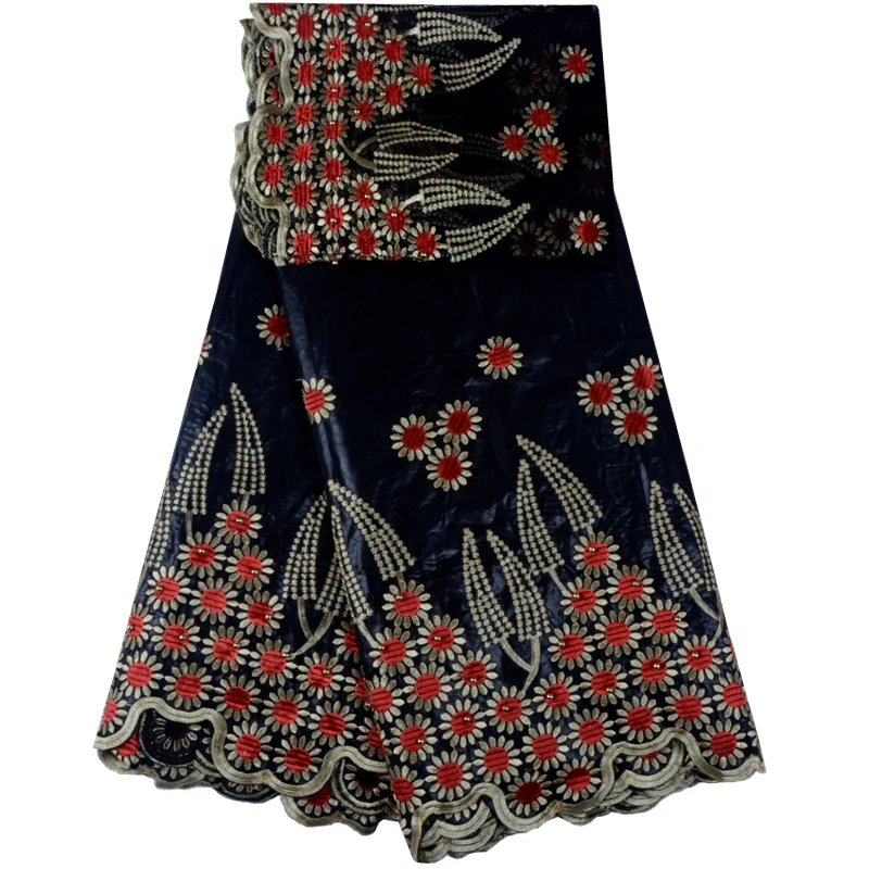 African Lace Fabric Guinea Bazin Riche Set With 2 Yard French Net For Blouse 2018 Latest F1042 | Дом и сад