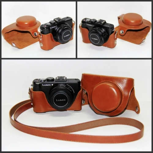Из искусственной кожи Камера сумка жесткий чехол Половина Чехол для Panasonic Lumix DMC-LX7 LX7 LX5 LX3 LX-7 LX-5 LX-3 Камера с плеча ремень