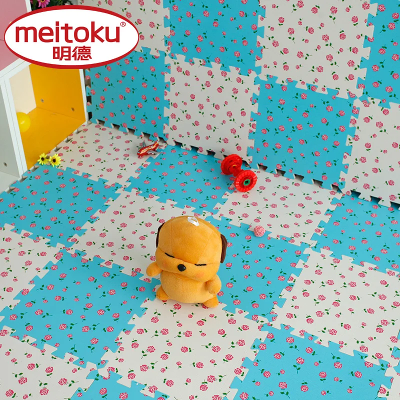 Meitoku Детские EVA пены игровой коврик-пазл/9 шт. Роза Блокировка напольные плитки коврики, каждый 32 см X 30 см X 1 см = 1" X 12" X3/8"