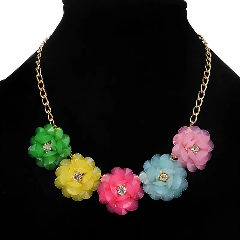 2017 Новая Мода Конфеты Цветок Choker Ожерелье Женщины Роскошные красочные акриловые