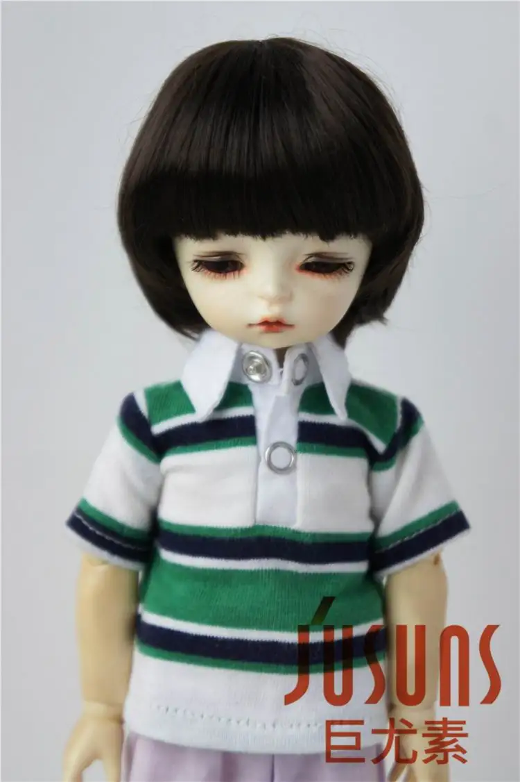 JD019 1/6 1/4 1/3 популярный мальчик короткий срез BJD кукольные парики Размер 6-7 дюймов 7-8 дюймов 8-9 дюймов 9-10 дюймов синтетический мохер кукольные волосы - Цвет: 6-7inchCoffee Black