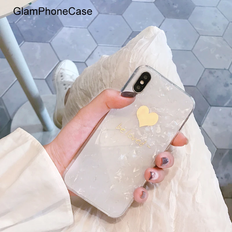 Чехол для телефона GlamPhoneCase с золотым сердечком iphone XS Max XR 8/7/6/6 S Plus мягкие белые