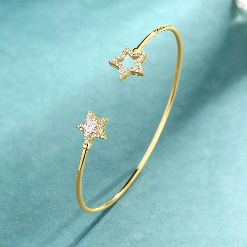 ALLNOEL 2019 твердый 925 пробы серебряный роскошный браслет для женщин 14 K золото