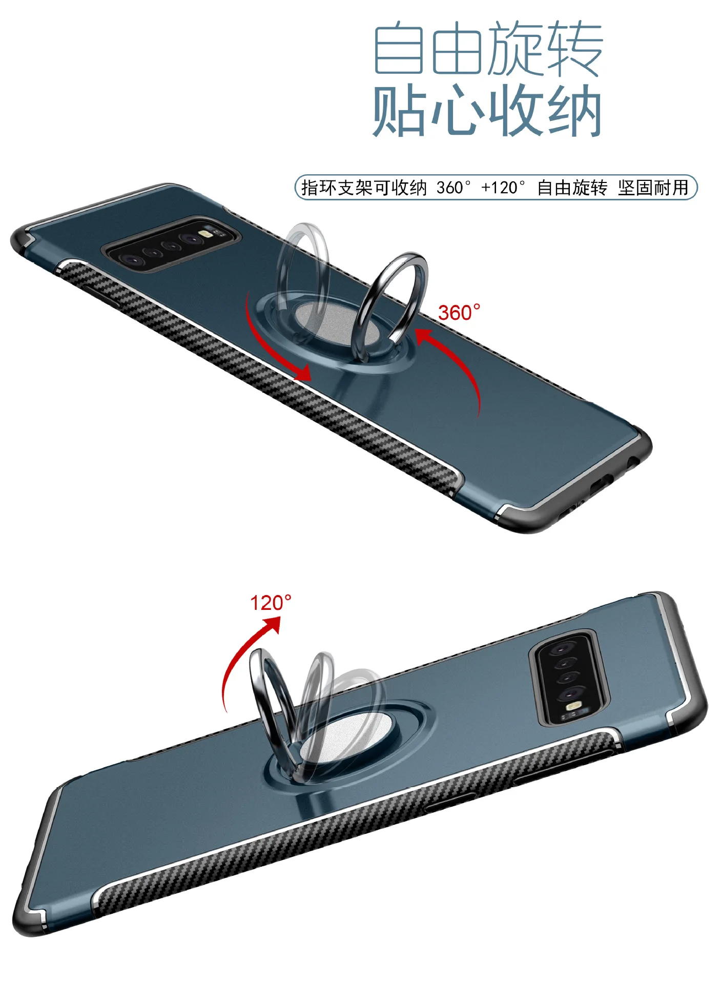 Для Samsung Galaxy S10 Plus Чехол Жесткий ПК + силикон с подставкой Кольцо Магнит гибридный