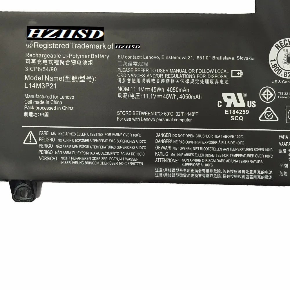 11.1V 45WH 4050mah Original L14L3P21 L14M3P21 L15M3PB0 Laptop Battery For Lenovo Edge 2-1580 Flex 3 1470 FLEX 3-1580 5B10G78611 |