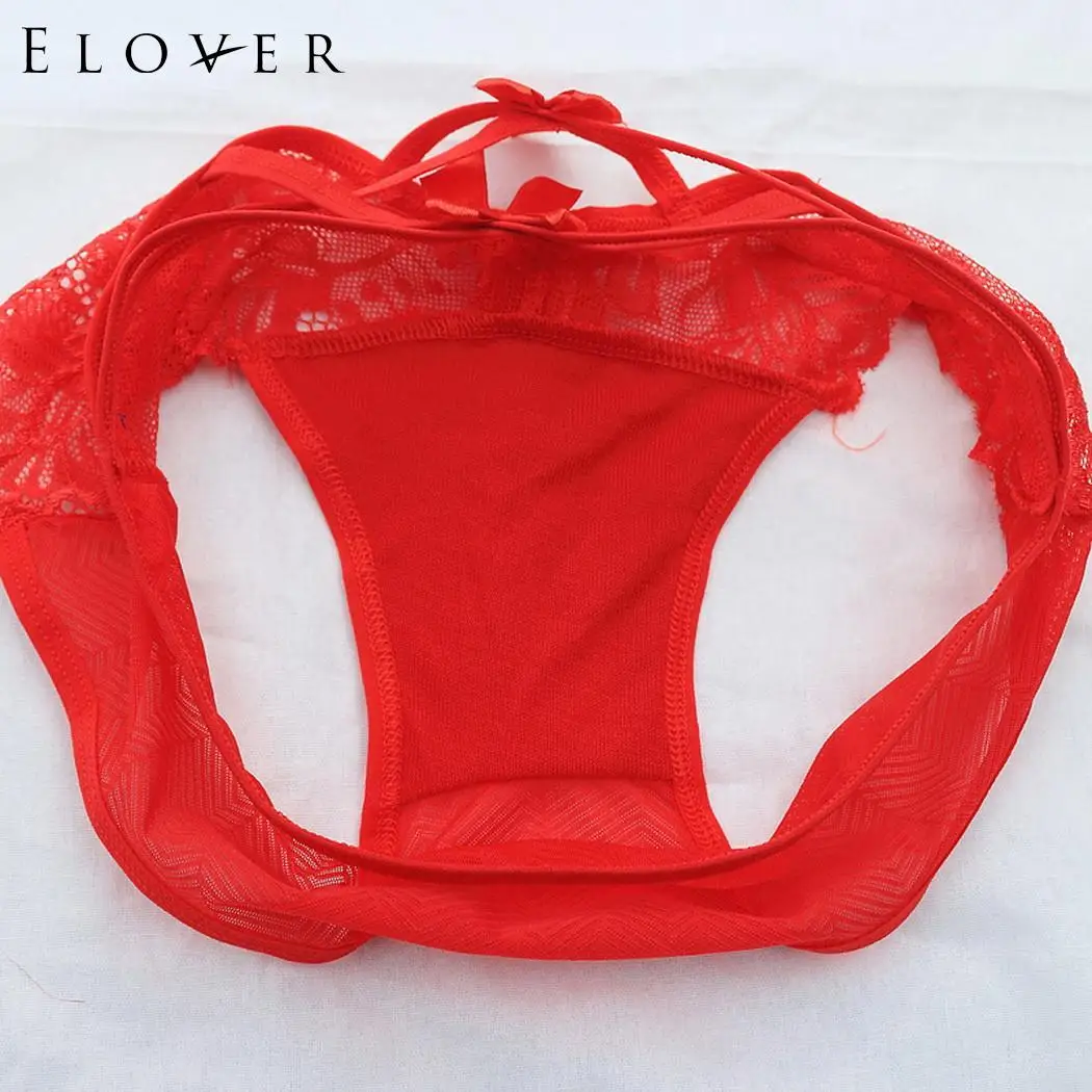 Женские кружевные трусики Elover с цветочным принтом и бантиком нижнее белье из
