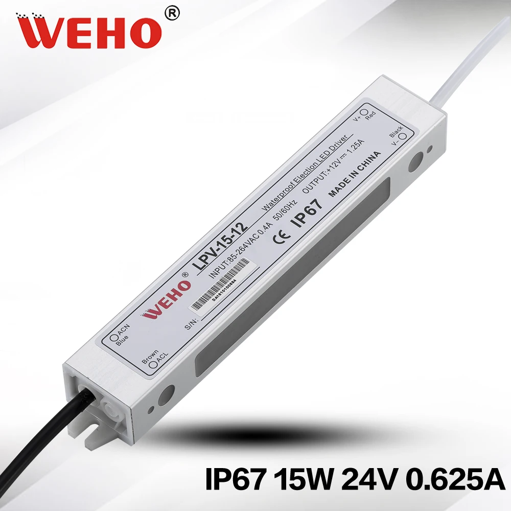 (LPV 15 24) Вт 24VDC Водонепроницаемый Led Импульсный источник питания Питание 24V