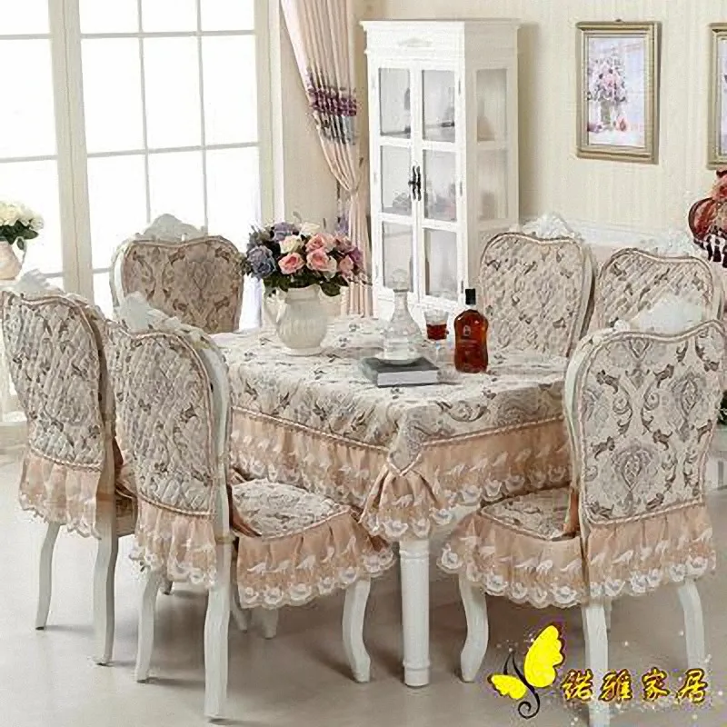 

Luxurious Europe Style Cotton Table Cloth Rectangular Lace Edge Tablecloth Letter Printed Dustproof Table Covers toalha de mesa