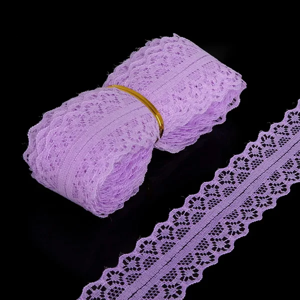 Purple 5 ярдов/лот кружевная лента ширина 28 мм DIY вышитая чистая кружевная отделка для шитья украшения африканская кружевная ткань - Цвет: Purple