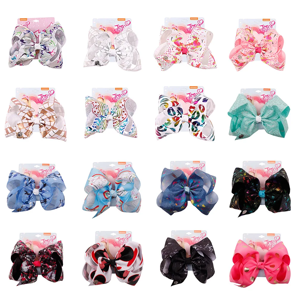 7 дюймов Большой печатных Hairbow с зажимом мультфильм Ленточные банты волосов