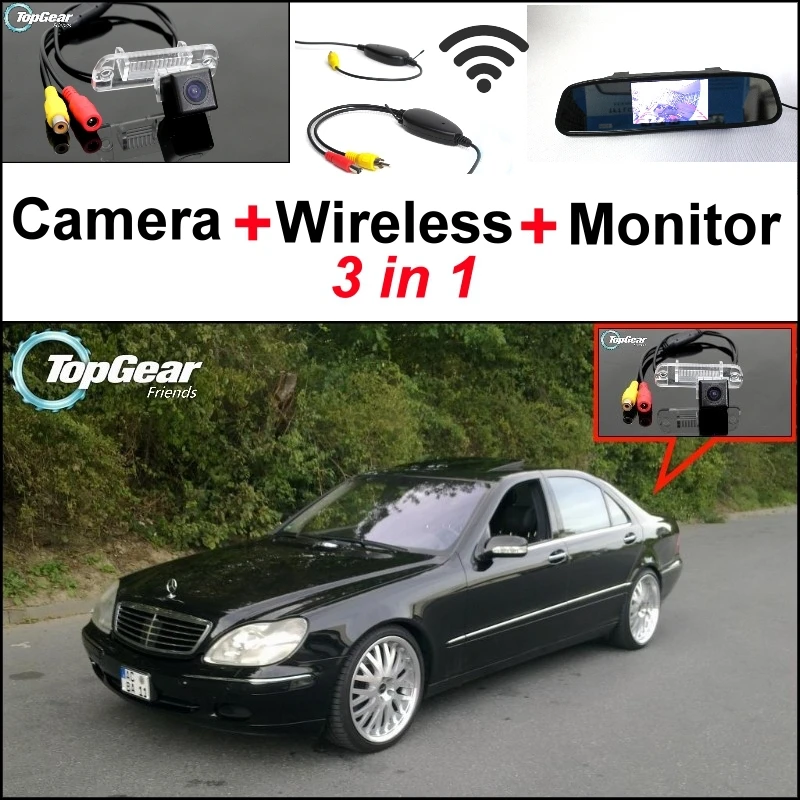 3 в 1 камера + беспроводной приемник монитор система парковки для Mercedes Benz S MB W220 S280