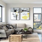 Картина на холсте, с абстрактным изображением, черного и желтого цветов